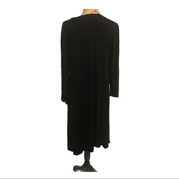 Garnet Hill Green Cotton Dress Womans L Black Long Sleeve Viscose Whimsy Goth - Picture 3 of 7